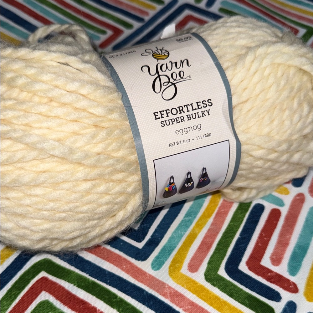 Acrylic/Alpaca Blend Yarn, Color Eggnog,Yarn Bee Effortless Super Bulky